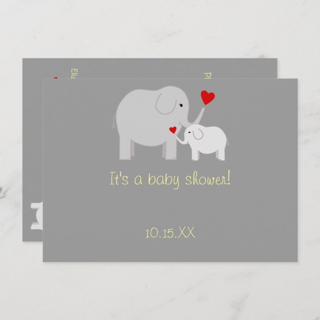 Elephant Baby Shower Gender Neutral Invitation (Front/Back)