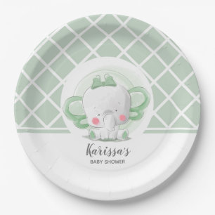 Elephant Baby Shower Gender Neutral Paper Plate