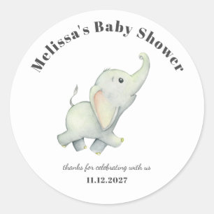 Elephant Baby Shower Gender Neutral Personalised Classic Round Sticker