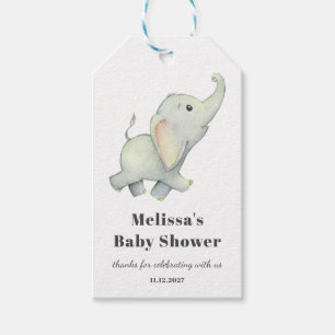 Elephant Baby Shower Gender Neutral Personalised Gift Tags