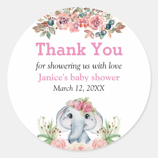 Elephant Baby Shower Gift Tags (Front)