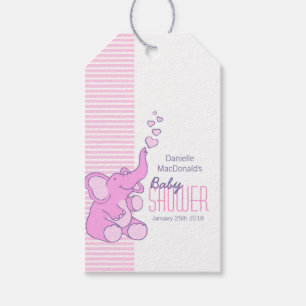 Elephant baby shower gifts pink tag