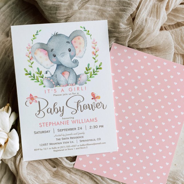 Elephant Baby Shower, Girl Invitation (Creator Uploaded)