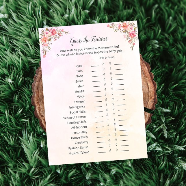 Elephant Baby Shower Guess The Features Game Card (Creator Uploaded)