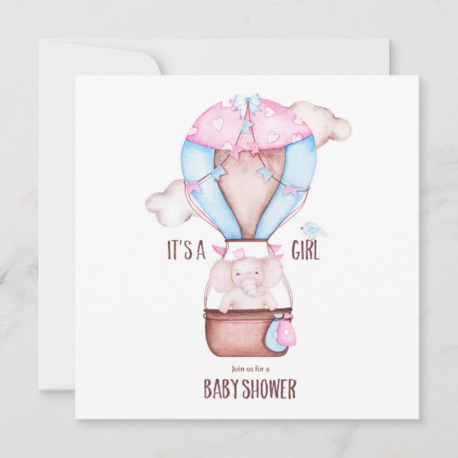 Elephant Baby Shower Invitation (Front)