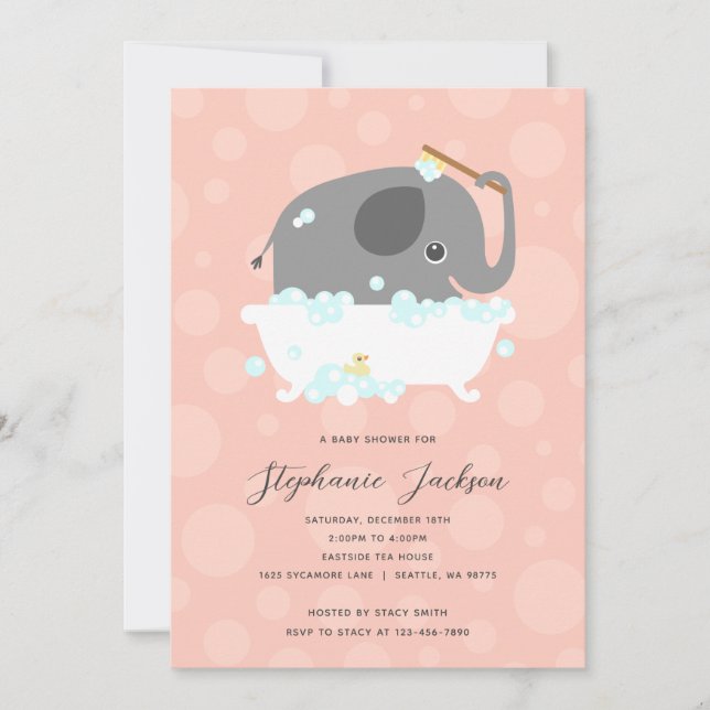 Elephant Baby Shower Invitation (Front)