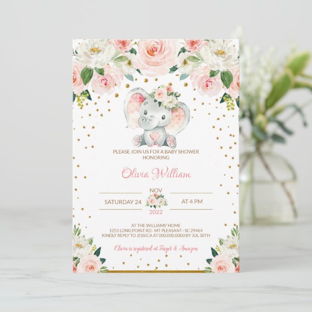Elephant Baby Shower Invitation (Standing Front)