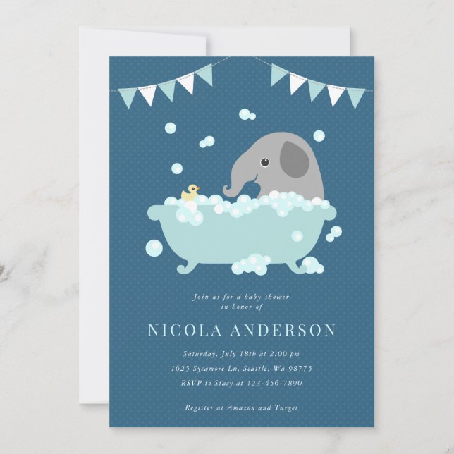Elephant Baby Shower Invitation (Front)