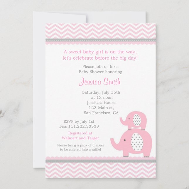 Elephant Baby Shower Invitation (Front)