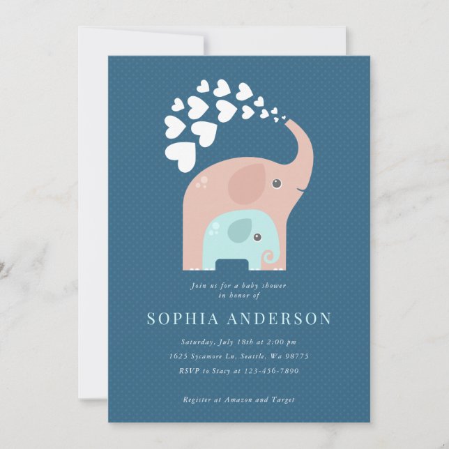 Elephant Baby Shower Invitation (Front)
