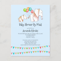 Elephant Baby Shower Invitation By Mail Blue
