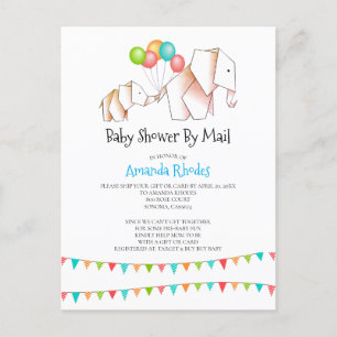 Elephant Baby Shower Invitation By Mail White Postcard