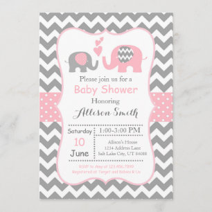 Elephant Baby shower Invitation, Chevron Invitation