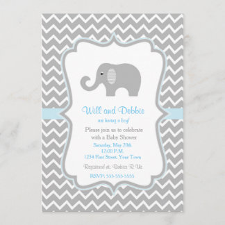 Elephant baby shower invitation for boys