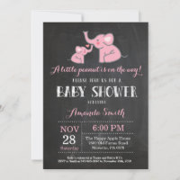 Elephant Baby Shower Invitation Pink and Grey