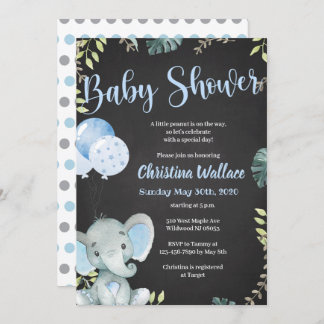 Elephant Baby Shower Invitations for Boys