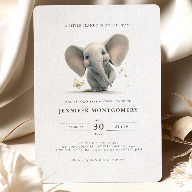 Elephant Baby Shower Little Peanut Gender Neutral Invitation (Creator Uploaded)