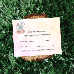 Elephant Baby Shower Name Suggestions Game Enclosure Card