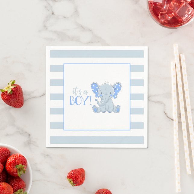 Elephant Baby Shower Napkin - It's a Boy (Insitu)
