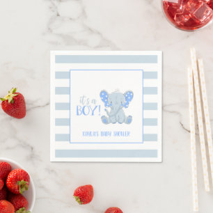 Elephant Baby Shower Napkin - It's a Boy - Custom