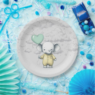 Elephant Baby Shower Paper Plate