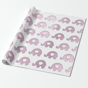 Elephant Baby Shower Party Favour White Rose Hear Wrapping Paper