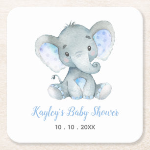 Elephant Baby Shower Personalised Coaster