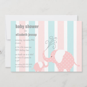 Elephant Baby Shower - Pink Invitation