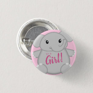 Elephant Baby Shower Pink Safari Girl 3 Cm Round Badge
