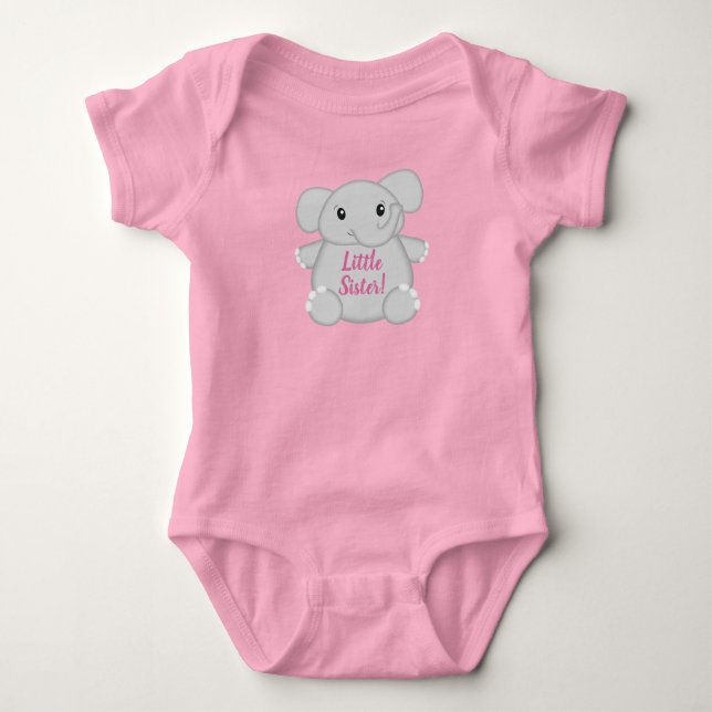 Elephant Baby Shower Pink Safari Girl Baby Bodysuit (Front)