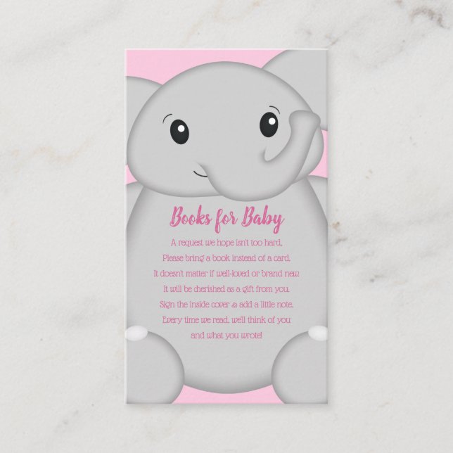 Elephant Baby Shower Pink Safari Girl Enclosure Card (Front)