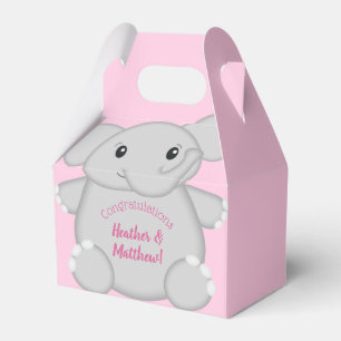 Elephant Baby Shower Pink Safari Girl Favour Box