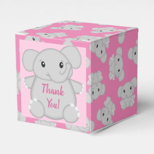 Elephant Baby Shower Pink Safari Girl Favour Box