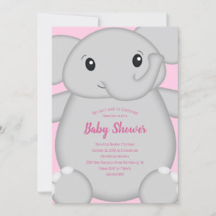 Elephant Baby Shower Pink Safari Girl Invitation