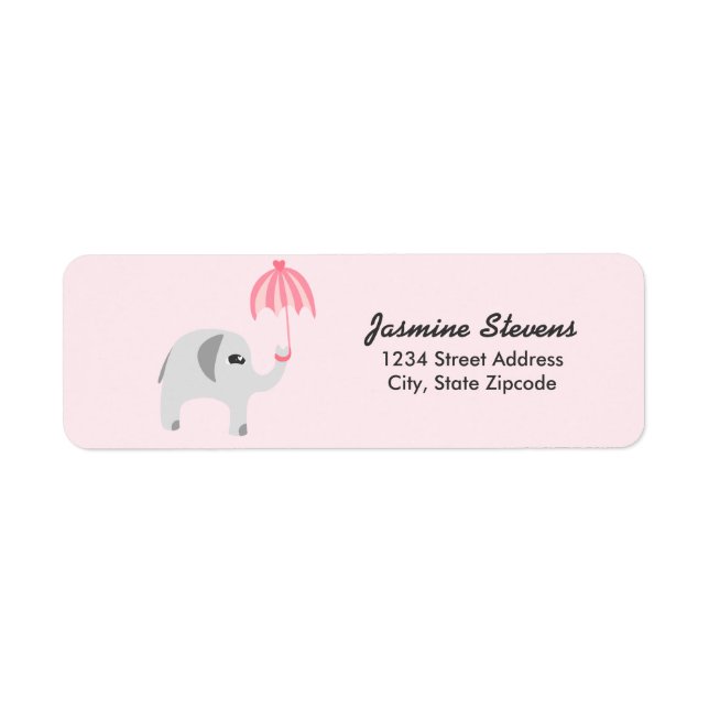 Elephant Baby Shower Pink Umbrella (Front)