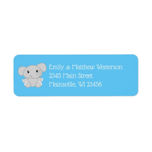 Elephant Baby Shower Safari Blue Boy (Front)