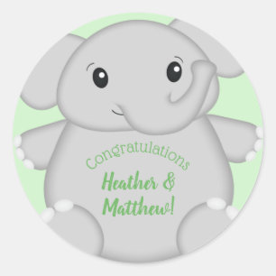 Elephant Baby Shower Safari Classic Round Sticker