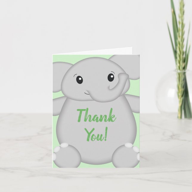 Elephant Baby Shower Safari Thank You Card (Front)