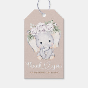 Elephant baby shower thank you gift tags