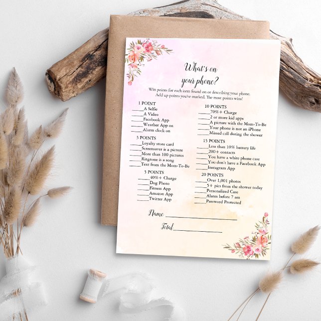 Elephant Baby Shower What's On Your Phone Game Invitation (Creator Uploaded)