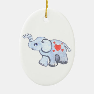 elephant baby with hearts ceramic tree decoration