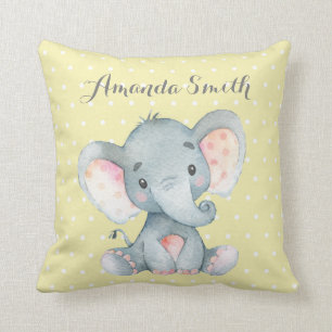 Elephant Baby Yellow and Gray Cushion