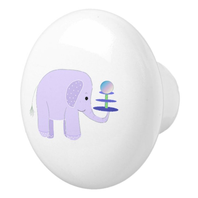 Elephant Balancing Act Ceramic Knob (Right)