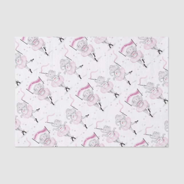 Elephant Ballerina Dance Birthday Tissue Paper (Front)