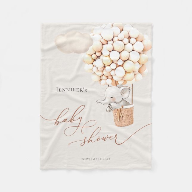 Elephant Balloon Baby Shower Fleece Blanket (Front)