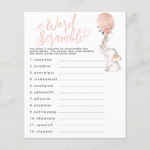 Elephant Balloon Baby Shower Game Baby Scramble