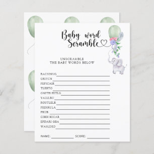 Elephant & Balloon - Baby Word Scramble Game