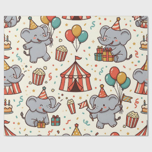 Elephant Balloon Birthday Party Wrapping Paper