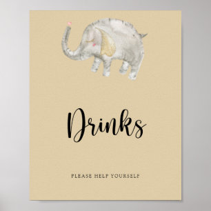 Elephant Balloon Drinks help yourself Poster