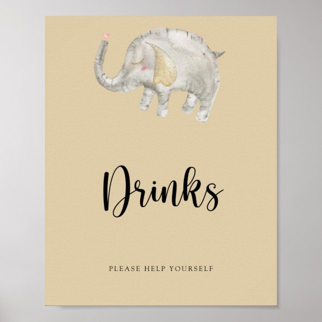 Elephant Balloon Drinks help yourself Poster (Front)